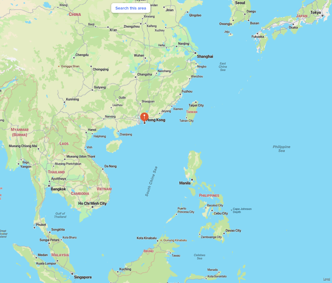 Map HongKong Ideal Geographic Location for Servers VPS Cloud in Asia Japan Korea Singapore Malaysia China Vietnam Thailand India