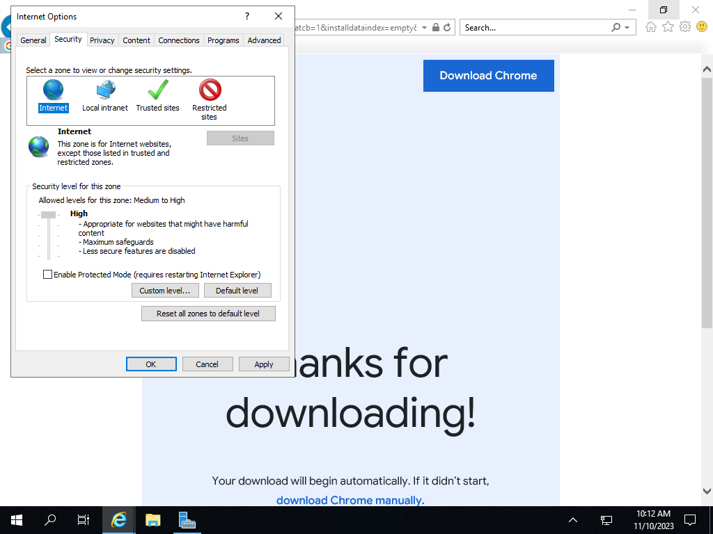 Solution to enable file downloads in Internet Explorer